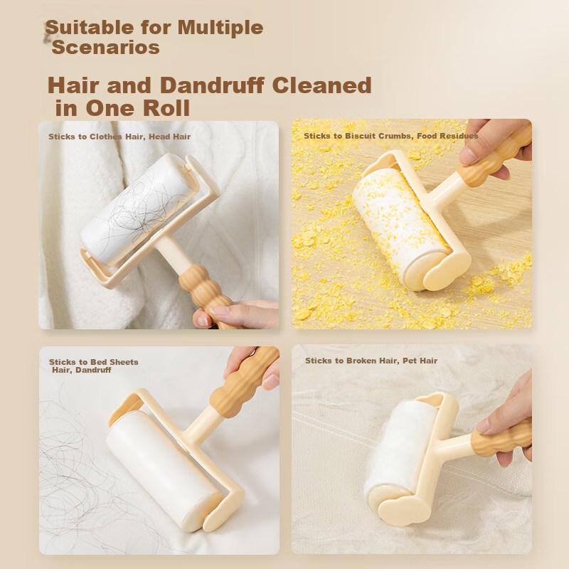 CHUSHE Lint Roller, 10cm Diameter, 11 Rolls of Paper, 660 Sheets, Pet Hair Remover, Carpet And Clothing Lint Remover, Diagonal Tear
