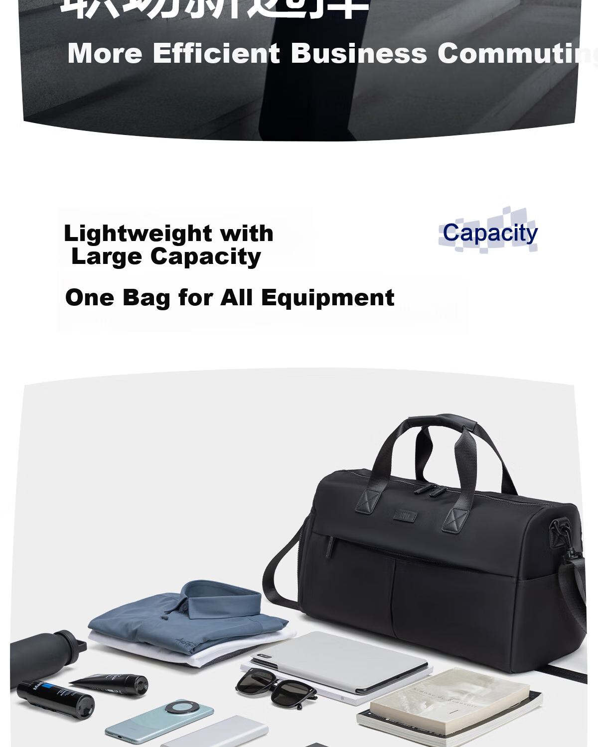HLA Men's Travel Bag, Large Capacity Handheld Crossbody Shoulder Bag, Business Luggage Bag with Wet And Dry Separation, 25L 2