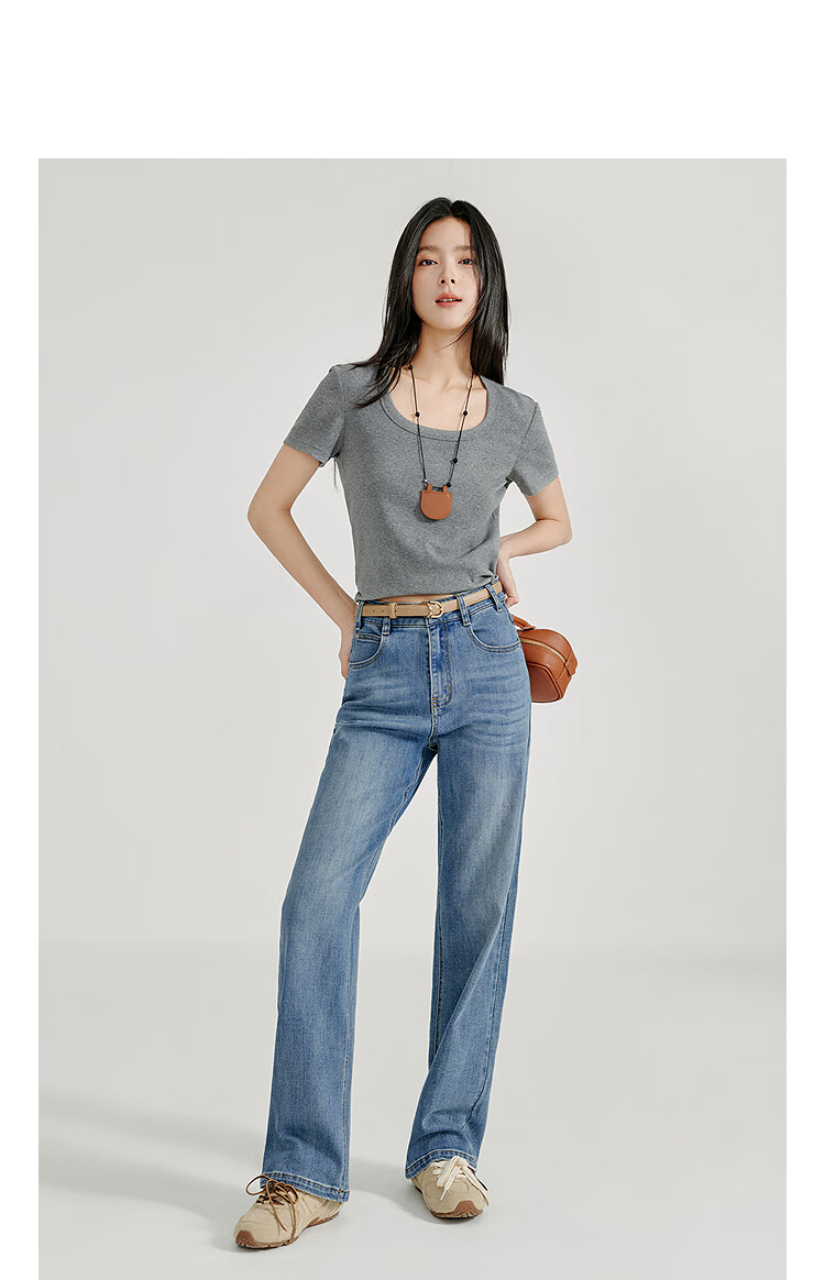 INMAN [Same Style As on Runway] French-Style Straight-Leg Jeans, 2026 Spring/summer Wide-Leg Trousers, Denim Blue, Size 27 3