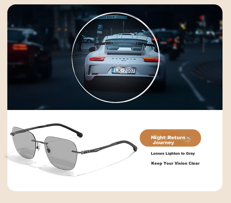 CAPONI Carbon Fiber Photochromic Sunglasses for Men, Polarized Sunglasses for Day And Night Use, Driving-Specific Glasses, UV Protectio 10
