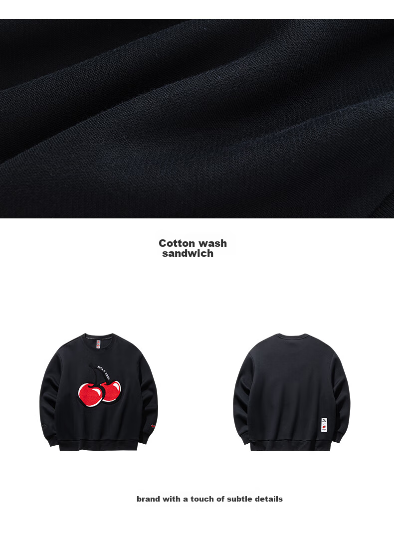 ANTA ×kirsh Collaboration | Cherry Round Neck Pullover Sweatshirt for Women, New Autumn Trendy Sports Top 24