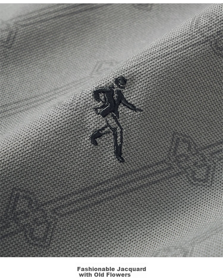 DANCING WOLVES [Mulberry Silk + Modal] Summer Printed Commuter Men's Short-Sleeve POLO Shirt, 005 Light Gray, Size 170 7
