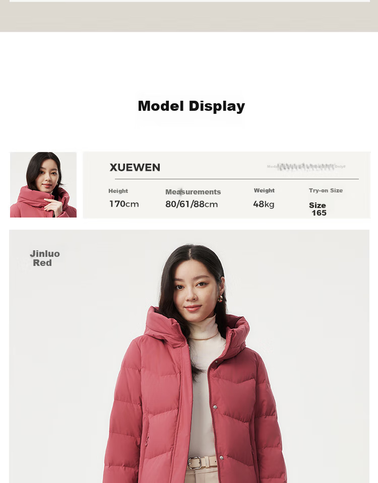 Tanboer Mid-Length Comfortable Thickened Warm Down Jacket for Middle-Aged and Elderly Women 510506Z Jinluo Red Size 170 13