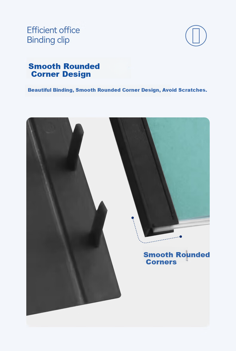 HOOYE 10-Hole Binding Strips A4 Document Bid Puncher Loose-Leaf Plastic Binding Strips, Black, 5mm, 100 Pieces, 3705 5