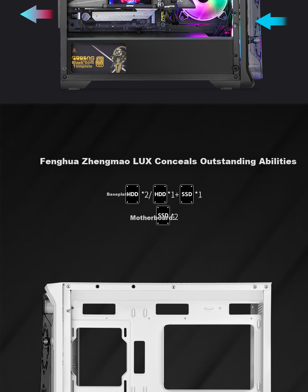 Segotep Anime Cabin 1 White Desktop Mini Case (Front Dedicated Figurine Position/MATX Motherboard Position/Synchronized Lighting Effects/360mm Water Cooling Position/Anime Desktop Computer Case) 8