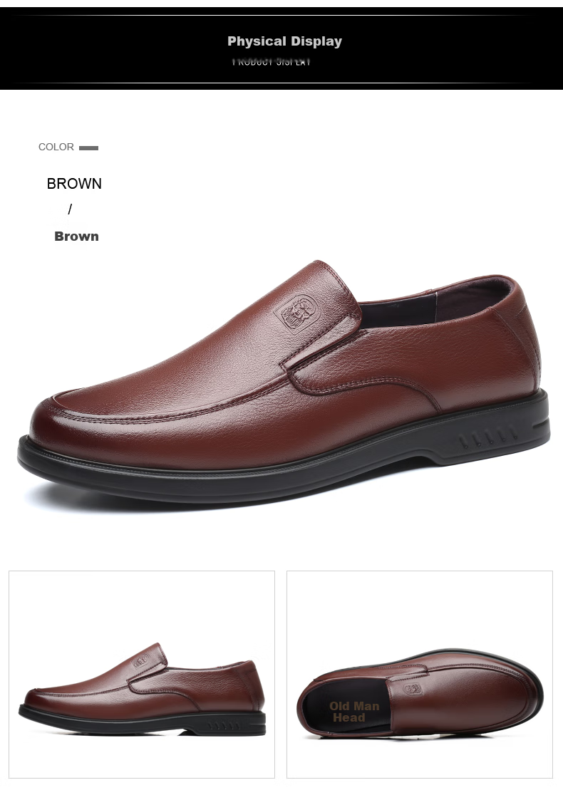 LAORENTOU Men's Leather Shoes, Business Comfortable Slip-On Shoes, Soft-Soled Driving Shoes, Lightweight Dad Soft Leather Shoes, A90194, Black, Size 41 15