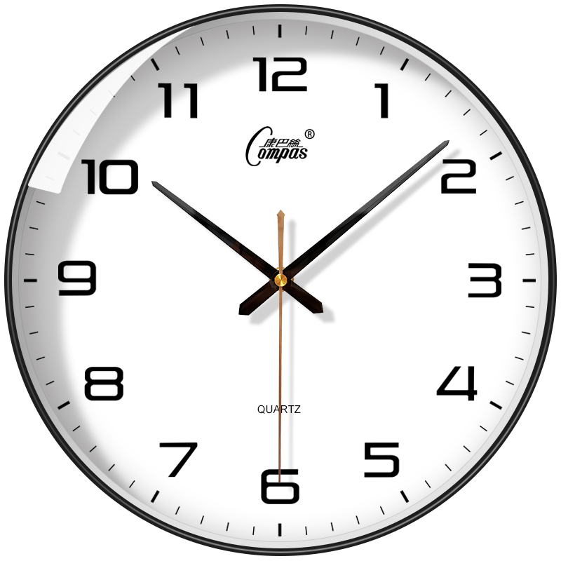 Compas Wall Clock Living Room Home New Silent Quartz Clock Simple Wall Clock 2888 Black 30cm