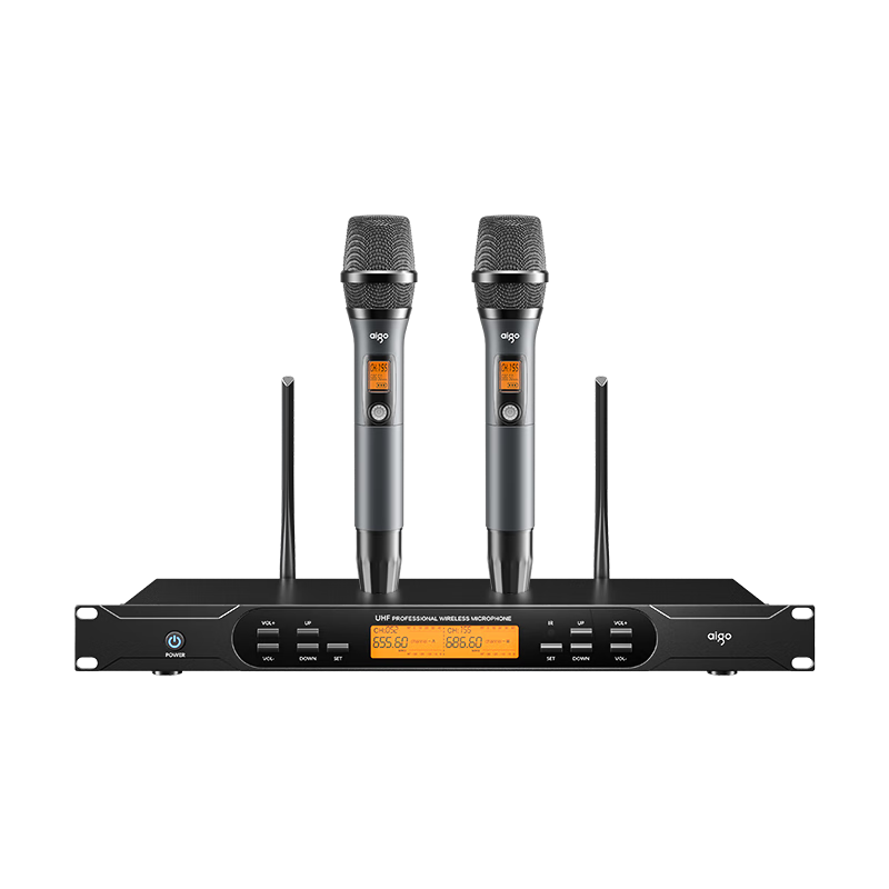 Aiguozhe K55 Microphone, Dual-Channel Handheld Conference U-Segment Stage Anti-Interference Anti-Loudness Speech Training Broadcasting Professional Stage Wedding Performance
