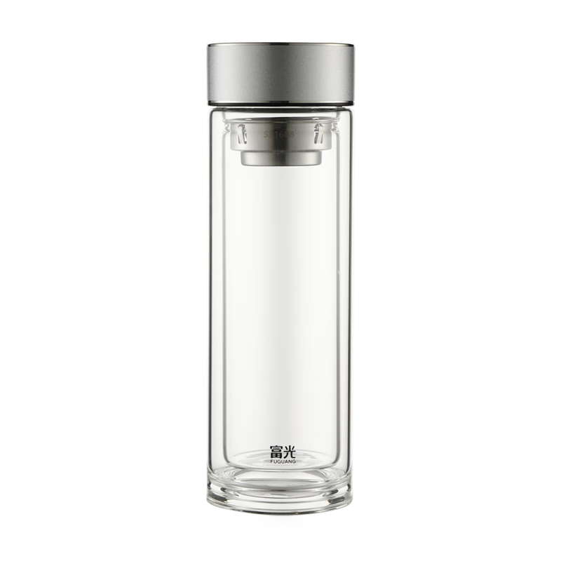 Fuguang Glass Cup with Tea Infuser, High Borosilicate Double-Layer Glass Water Bottle, Large Capacity, Gift for Men And Fathers on Father's Day