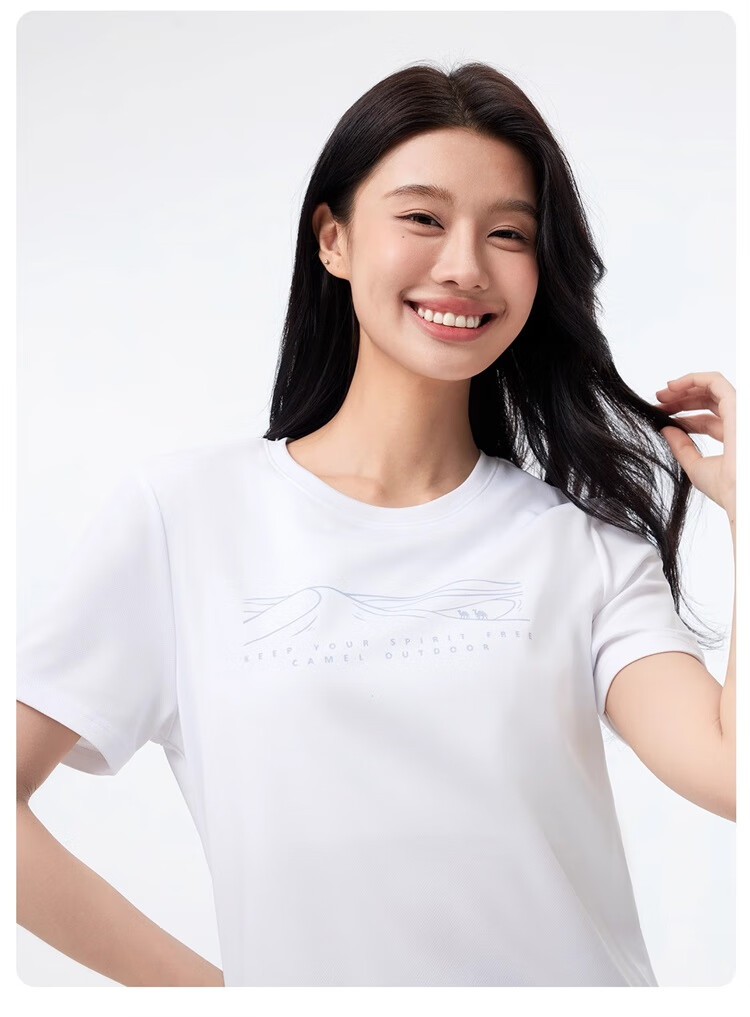 CAMEL Outdoor T-Shirt, Moisture-Wicking Quick-Dry Short Sleeve, Round Neck Breathable Running Hiking Mountaineering Sports Tee A25BAVV055 5
