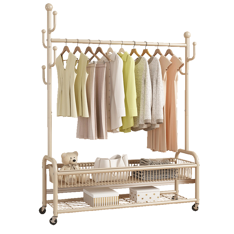 Quanpinwu Floor-Standing Coat Rack, Bedroom-Specific Clothes Hanger, Premium Storage Rack with Double 120cm Hooks
