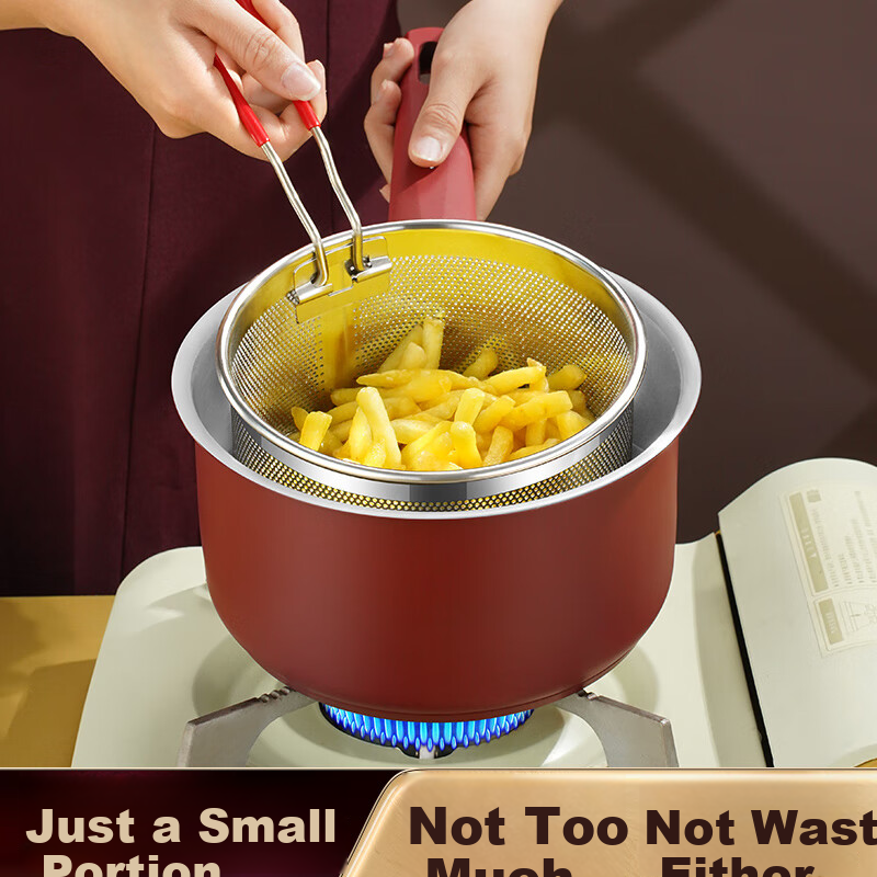 SSN Frying Pan, 316 Stainless Steel, Specially Designed for Frying, Household Small Frying Pan, for Frying French Fries And Chicken Wings, Gas Stove Compatible Deep Fryer 4
