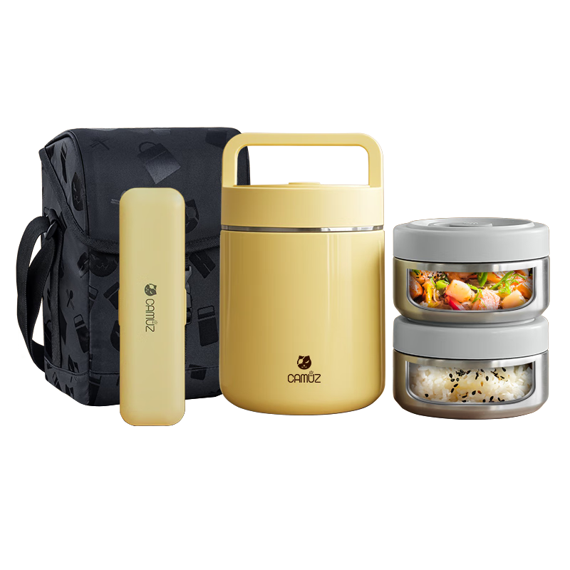 CAMUZ Double-Layer 316 Stainless Steel Insulated Lunch Box, 24-Hour Ultra-Long Heat Preservation, Multi-Layer Insulated Container for Office Workers And Students