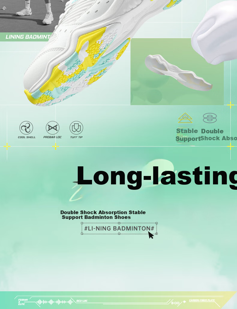Li-Ning Badminton Shoes, Unisex Longfeng Professional Competition Training Shoes, Sports Shoes, Non-Slip, Wear-Resistant, Breathable And Comfortable, Size 44 2