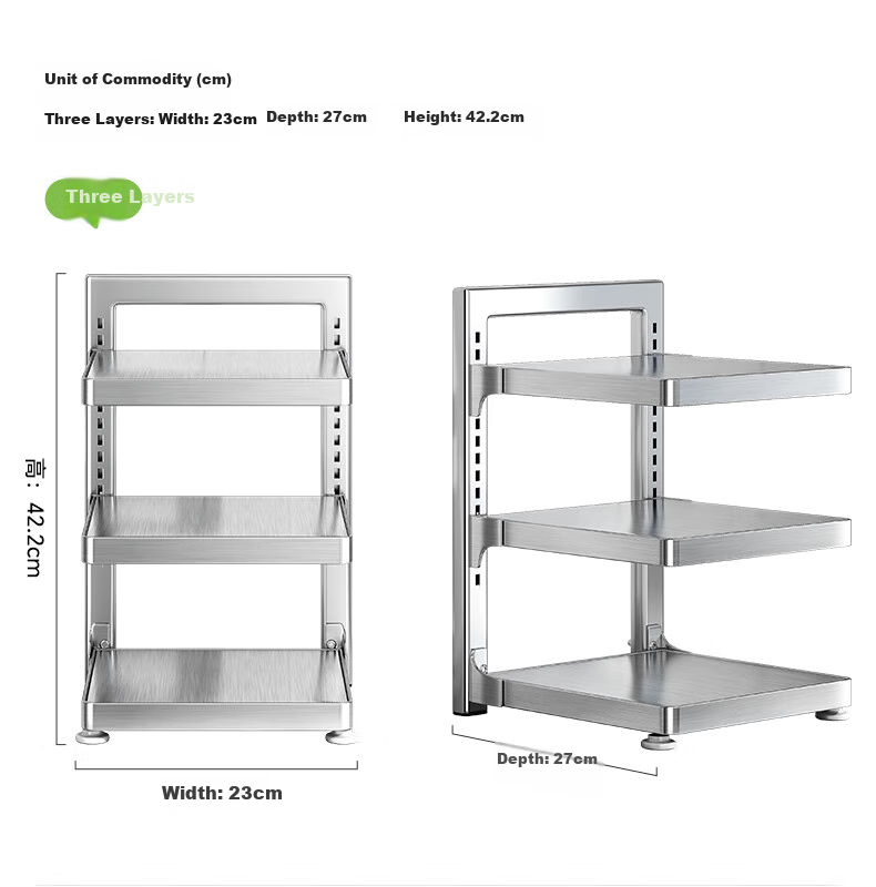 Shuaishi Kitchen Storage Rack, Stainless Steel Pot Rack, Cookware Organizer, Under-Sink Shelf, Multi-Layer Pot Rack inside Cabinets 14