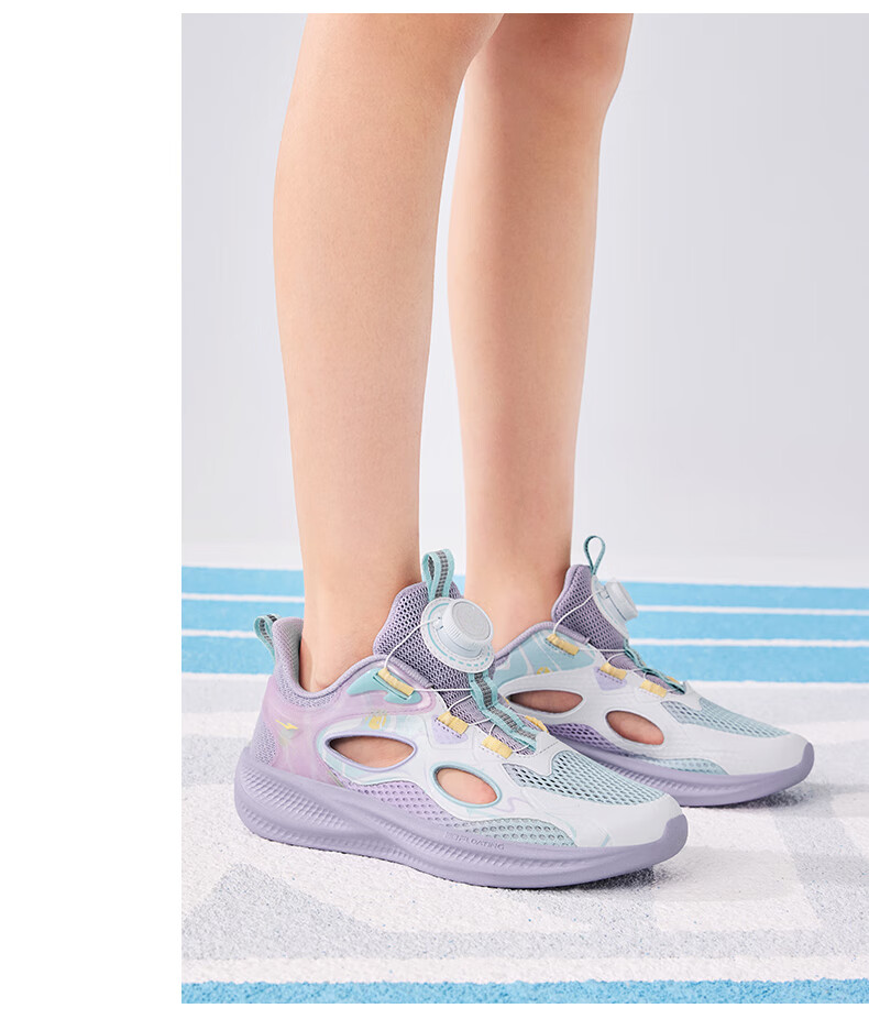 ERKE Children's Shoes, Boys' Sandals for Older Kids, Hollow Fashionable Closed-Toe Frame Shoes, Erke White/navy Blue, Size 36 32