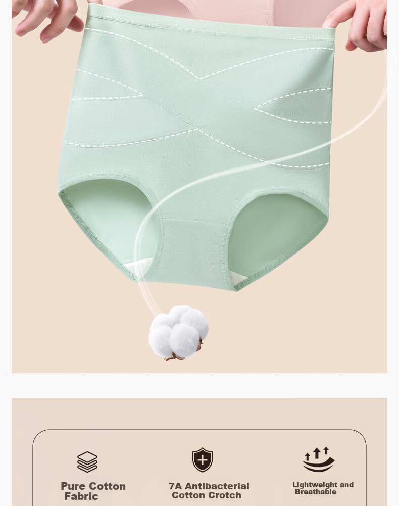 JOYNCLEON High-Waisted Tummy Control Underwear for Post-Cesarean Section, Belly Slimming Cotton Waist Trainer Butt-Lifting Seamless XXL Jnk153127 2