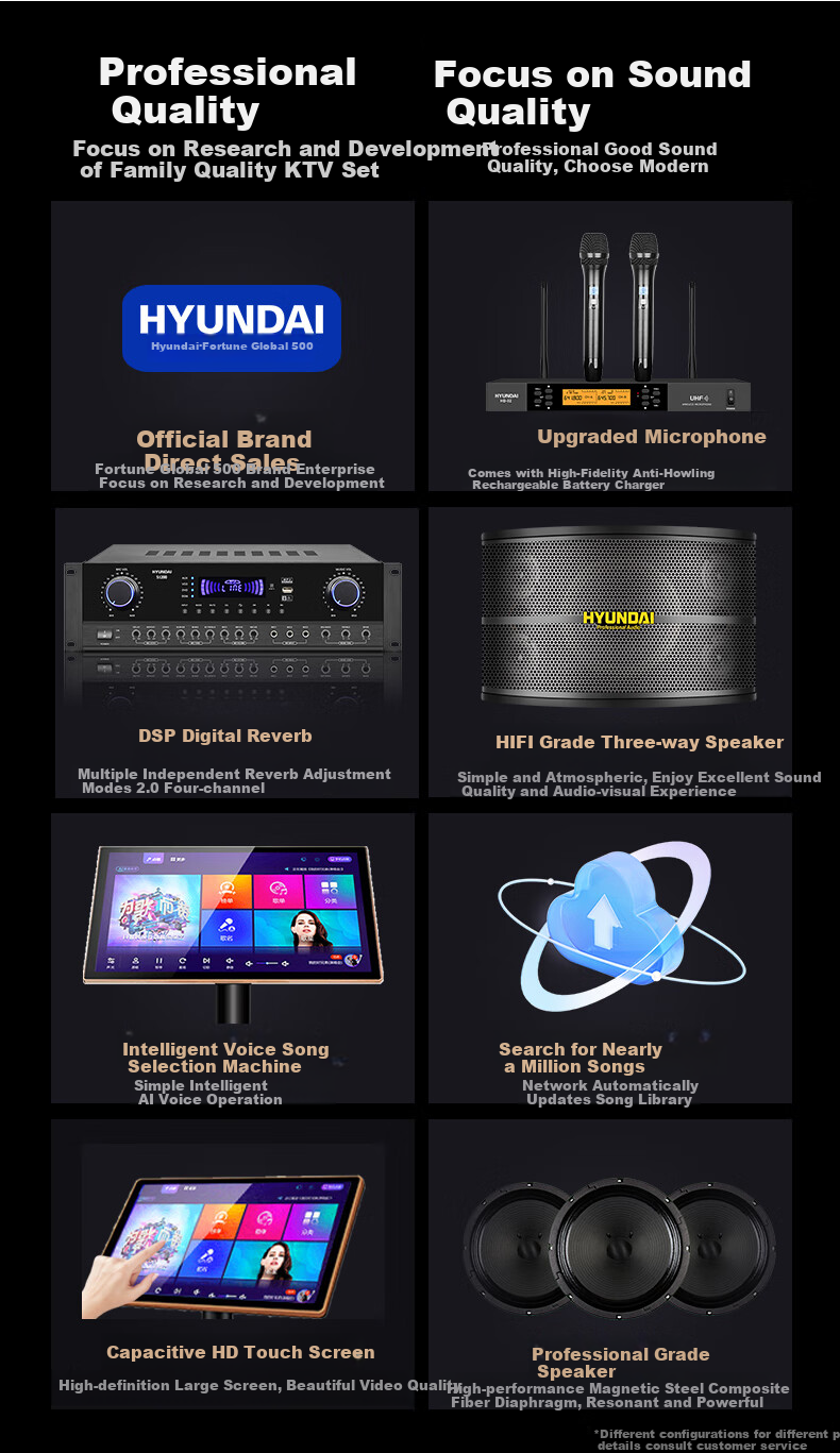 HYUNDAI Modern HY110K Home KTV Sound System Set, All-In Voice-Controlled Karaoke Machine, Living Room Singing Sound System Complete Equipment 1