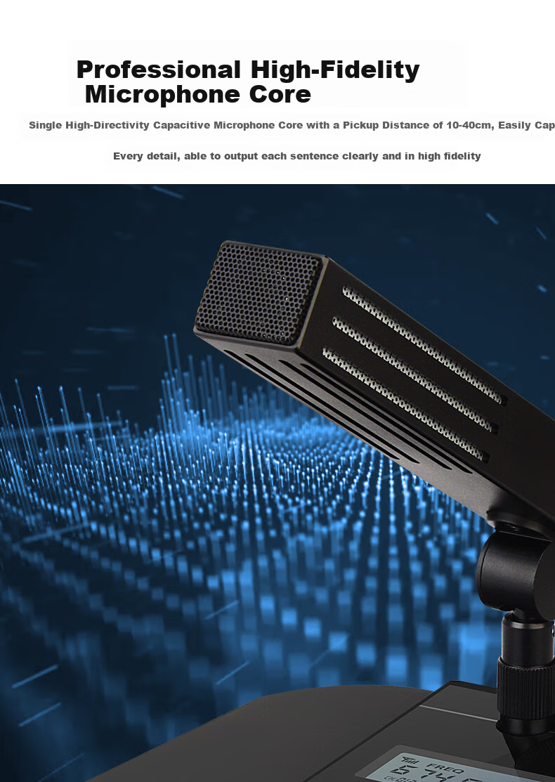 SHILE SH-29 Professional One-To Conference Room Lectern Microphone, Wireless U-Segment Corporate Meeting Desktop Gooseneck Microphone Square Pole Type 3