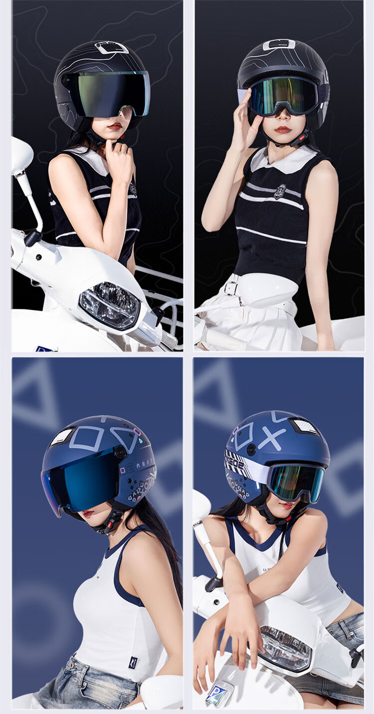 RYMIC Motorcycle Helmet Four-Season Universal Electric Vehicle 3C Certified Unisex Three-Quarter Helmet NE02 Pearl White XL 9