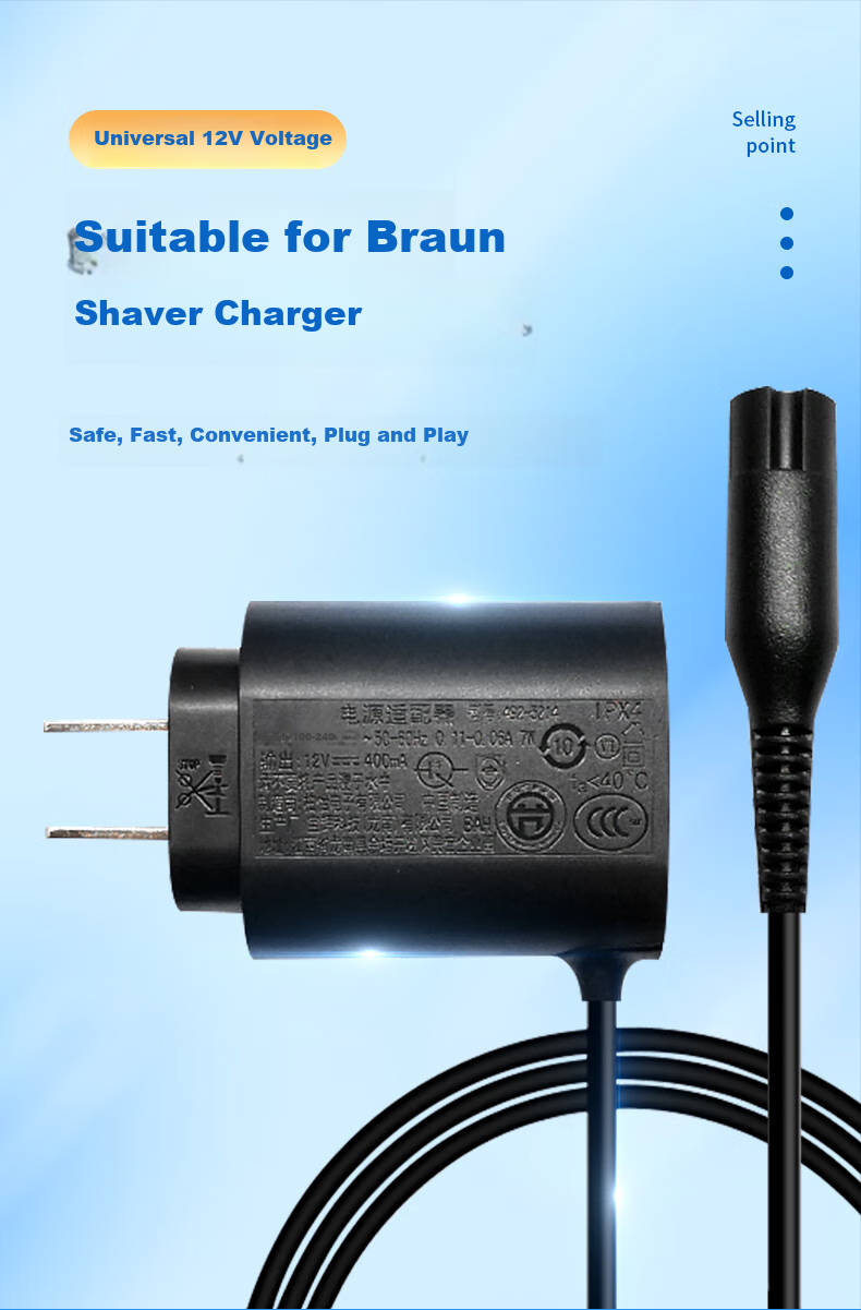 Lelandi Compatible Braun Shaver Charger, Braun Shaver Series 5 Charger, 12V Charging Cable, Universal for S3, S5, S7, S8, S9 Series, L8136 1