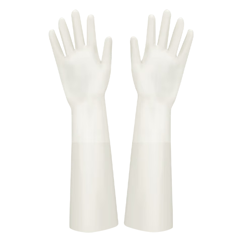 LYNN Nitrile Gloves, Kitchen Dishwashing Warm Fleece-Lined Gloves, 38cm, 1 Pair, Household Non-Slip Wear-Resistant Odorless