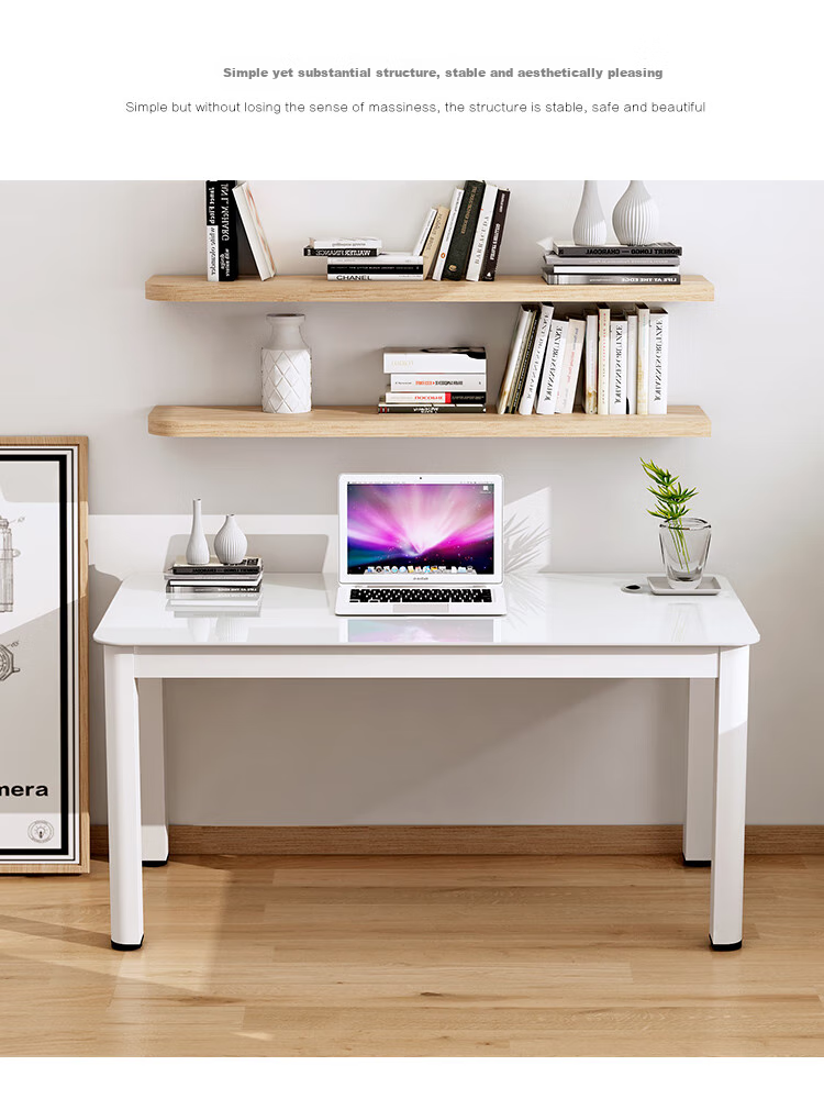 Fanshe Computer Desk, Minimalist Modern Design with Cable Grommet, Glass Desk for Study, Office, Home Use, Dual-Purpose Desk for Dining Room 15