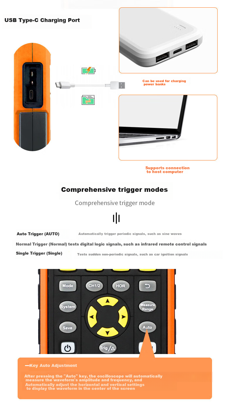 VICTOR Handheld Oscilloscope, Portable Digital Oscilloscope, Multimeter, Multi-Function Three-In Household VC240S 5