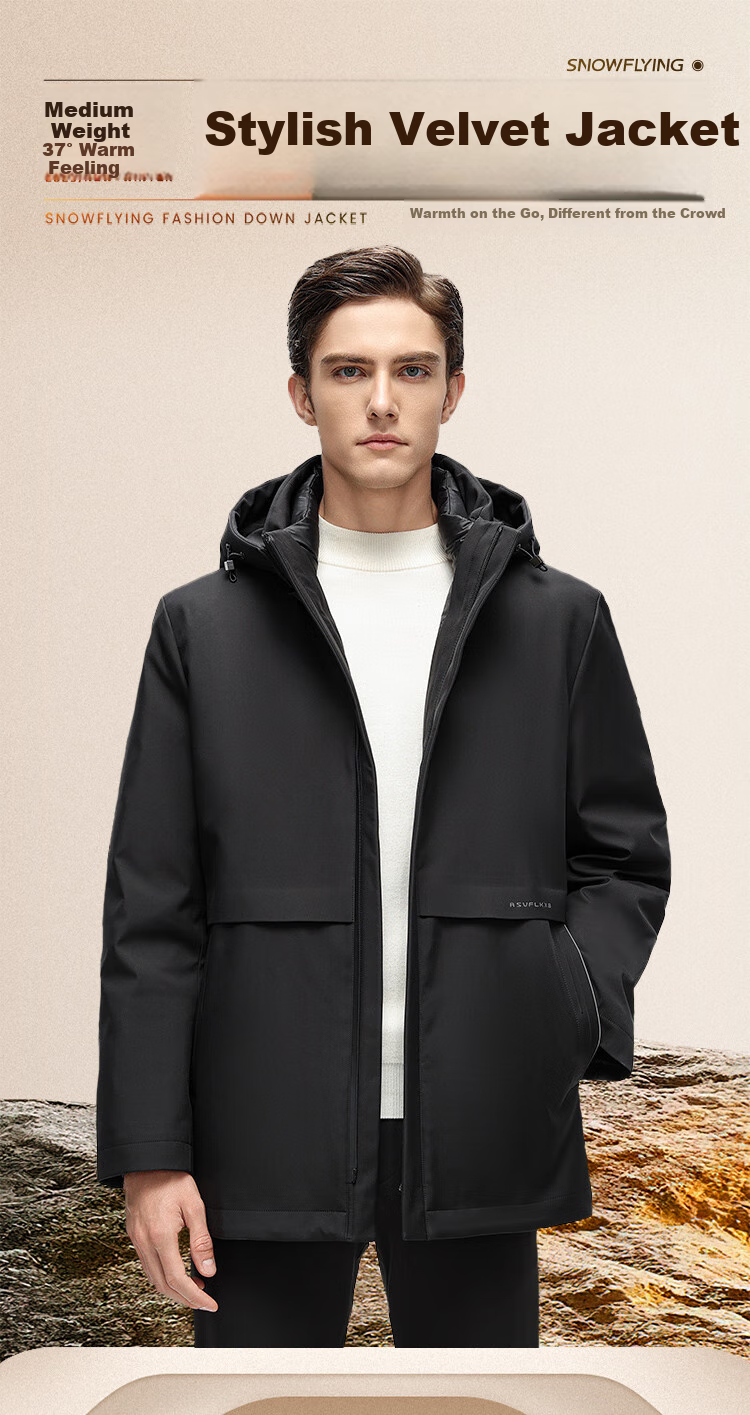 SNOWFLYING [Durable Goose down Jacket] Men's Detachable Inner Liner Warm Coat for Middle-Aged And Elderly Fathers 1