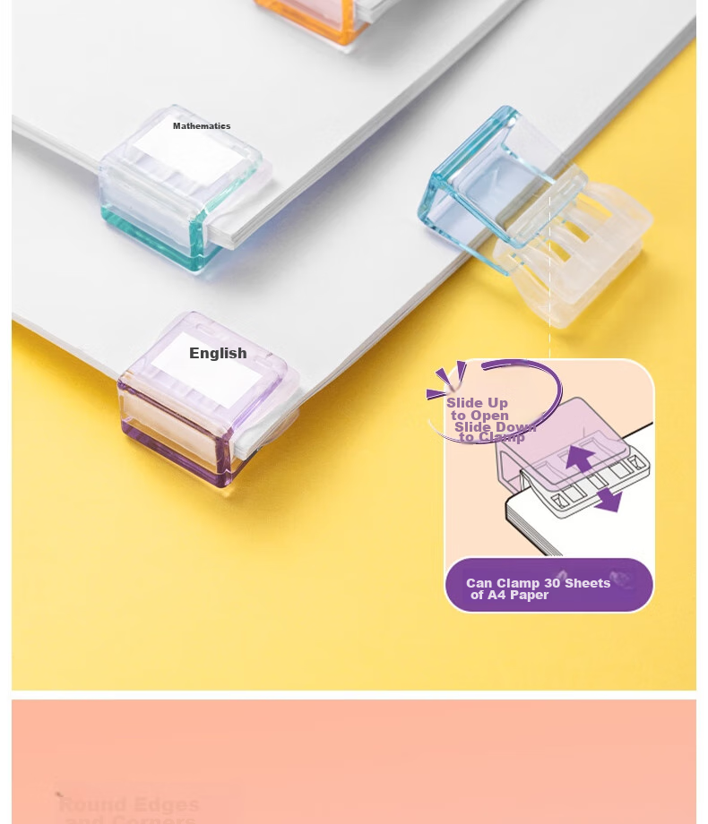 Deli Tube Push Clips, Transparent Ticket Holder Creative Push Clip, Exam Paper Folder File Folder, Storage Small Clips, Office Supplies, Mixed Colors, 20 Pieces/tube, TP560 7