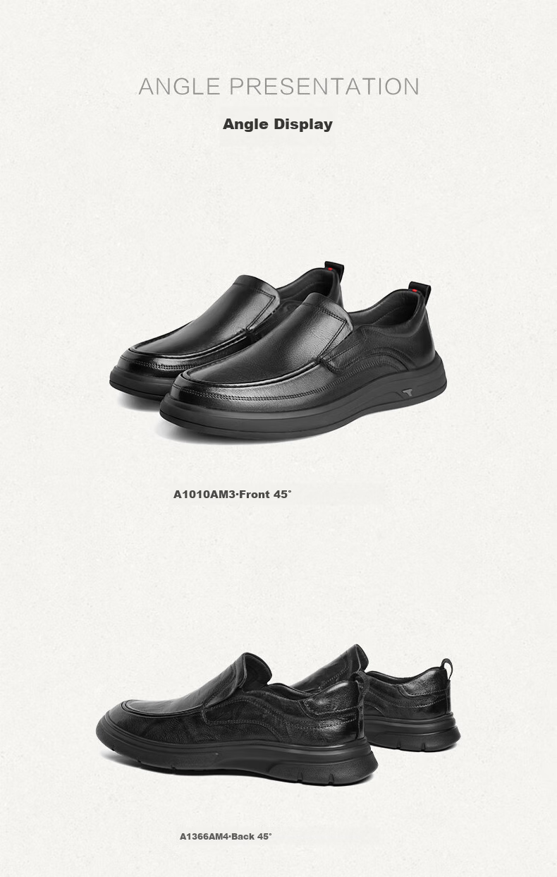 Belle Slip-On Casual Leather Shoes for Men, Fleece-Lined Warm Cowhide Leather Shock-Absorbing Business Shoes A1010 Black-Fleece Lining Size 39 10