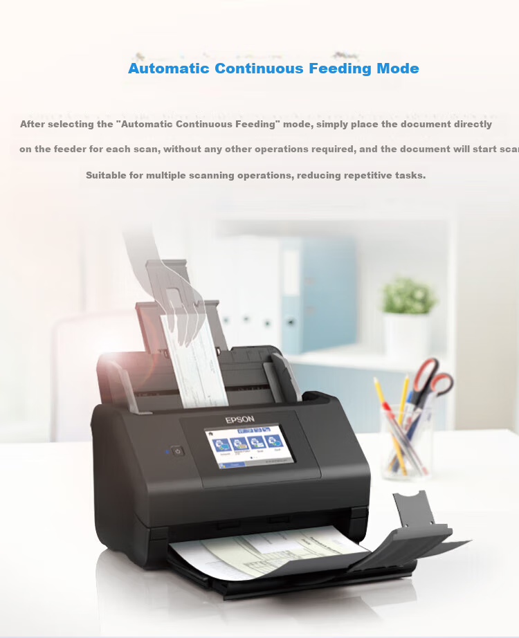 Epson ES-580W A4 Sheet-Fed Scanner, Wireless High-Speed Automatic Duplex (Touchscreen, Supports Scanning to USB Drive), Enterprise Editio 9