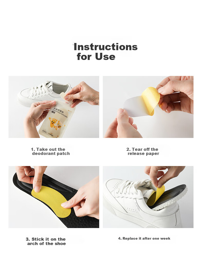FOOTOPPO Shoe Deodorizer Sticker for Men, Sweat-Absorbing Odor-Preventing Insoles, Shoe Deodorizing Pads for Leather Shoes And Socks, Breathable And Antibacterial Odor Elimination Device 14