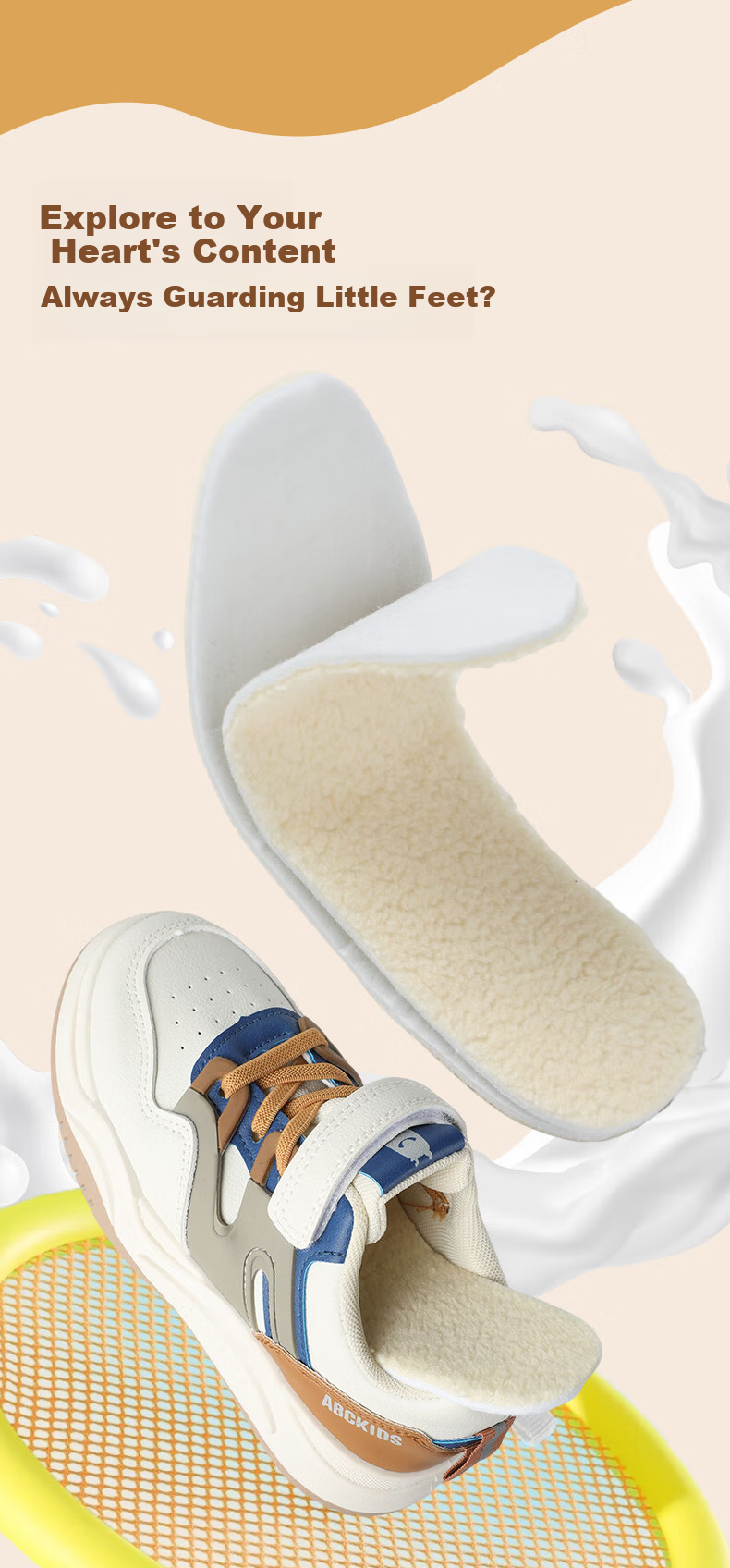 FOOTOPPO Children's Warm Lambswool Insoles, Thickened And Fleece-Lined for Winter, Anti-Cold Plush Wool Shoe Insoles 8