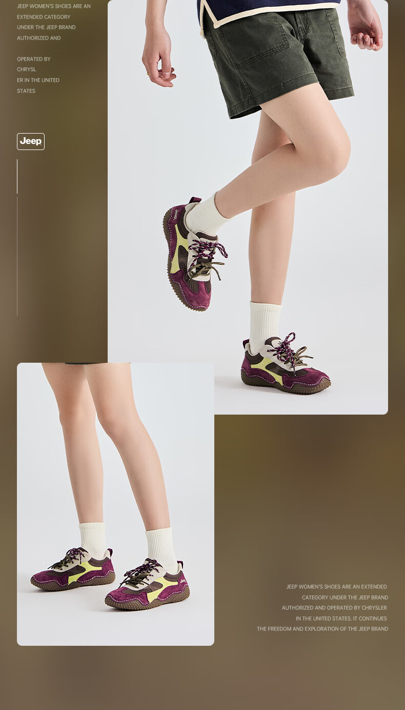 Jeep Retro Training Shoes for Women, 2026 New Style Sports Casual Shoes, Soft Sole Non-Slip Running Shoes, Anka Red, Size 39 8