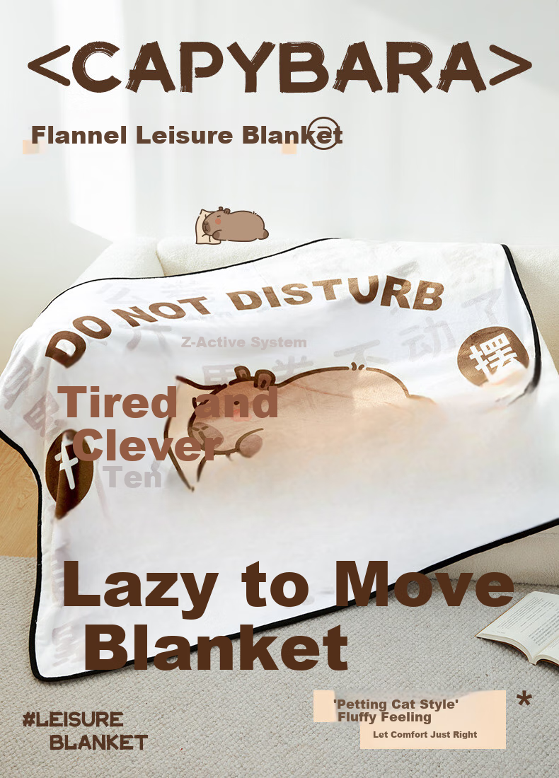 Shandian Capibara Office Student Nap Blanket, Summer Air Conditioning Sofa Nap Shawl Blanket, Cover Blanket 1