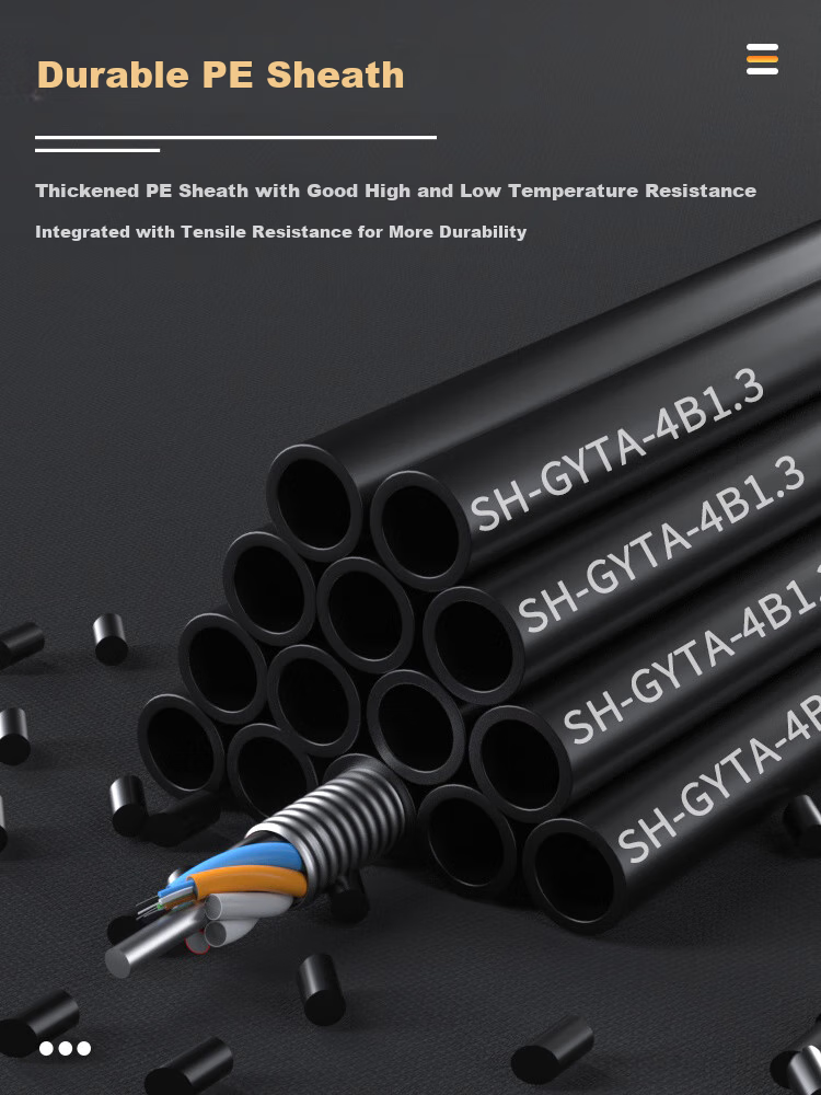 SUHAOGYTA Outdoor Optical Cable, Telecom-Grade National Standard Fiber Optic Cable, 4-Core Cable 1 Meter, Layer-Braided Single-Mode Armored Optical Cable, Outdoor Fiber Optic Line, SH-GYTA 3