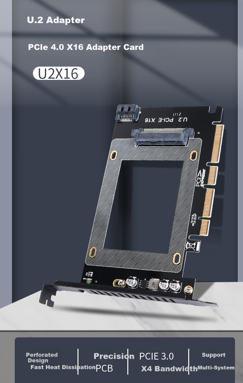 JEYI PCIe to U.2 128Gbps Full-Speed PCIe 5.0 Expansion Card Full-Height Bracket X4/X8/X16 Compatible with PCIe 4.0/3.0 SSD Adapter Card 1