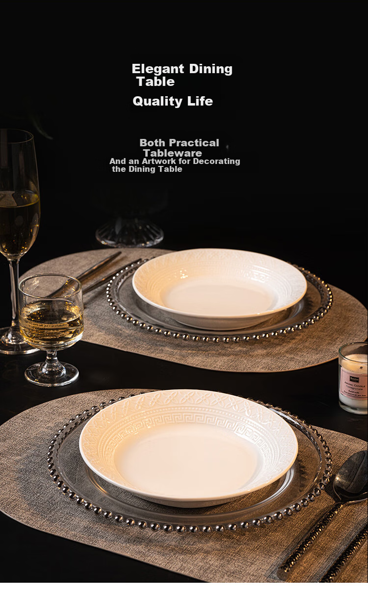 JD Original Plate, Housewarming Porcelain Dinnerware Set for Home Use, Embossed Fen Dan Bai Lu, 8-Inch Dinner Plates *2 10