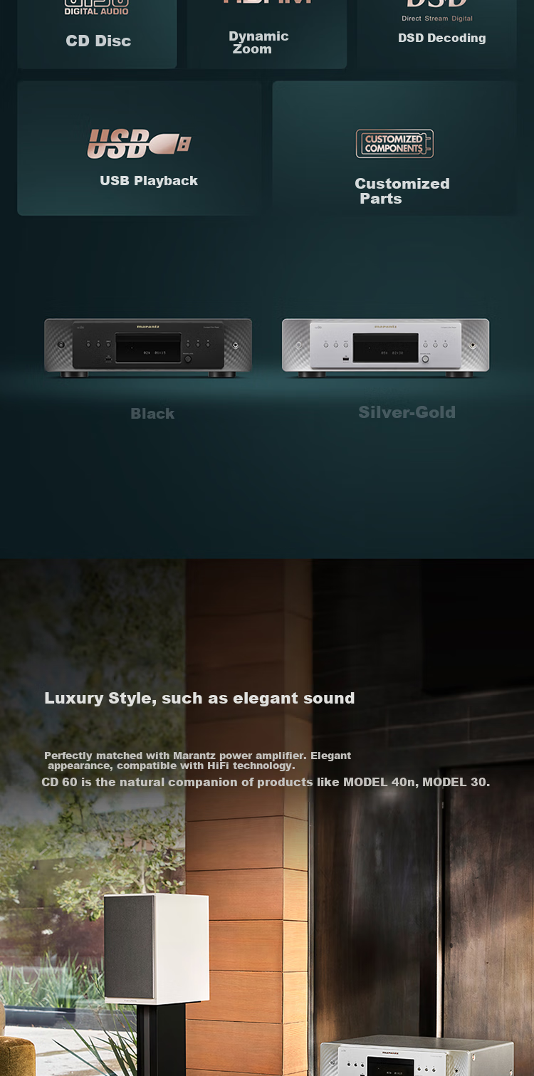 MARANTZ MODEL50/K1SG Home Theater HiFi Amplifier High-Fidelity Audiophile Sound System Pure Analog Stereo Amplifier A/B Class Amplifier Silver Gold Color 2