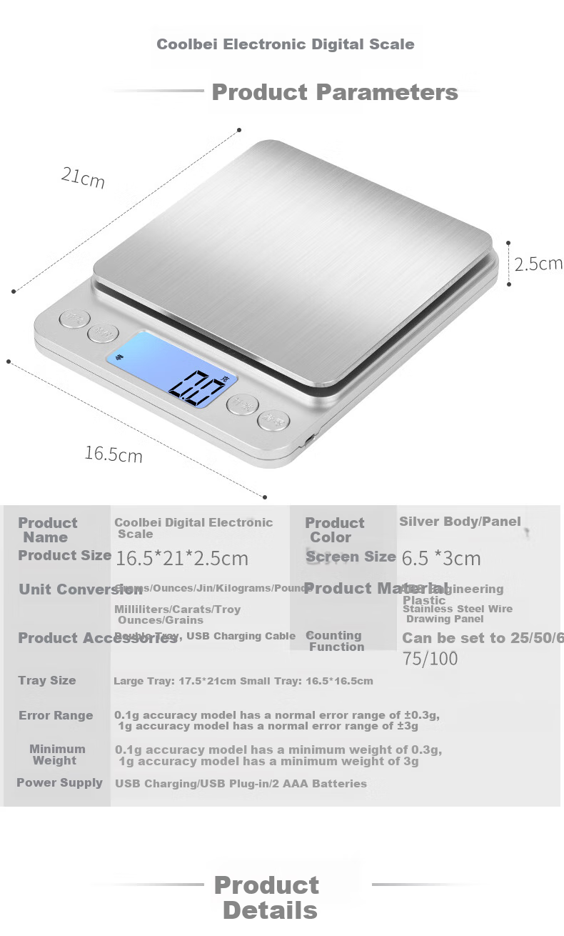 Kubei Large Platform Precise Kitchen Electronic Scale, Stainless Steel Household Baking Tea Table Scale, Weighing Waterproof Food Scale 11
