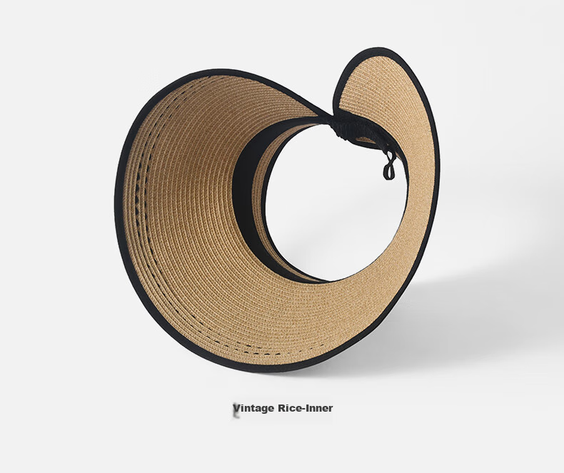 Kenmont Hepburn Style French Open-Top Sun Protection Straw Hat for Women Spring Summer Foldable Wide Brim Full Face Sun Hat KM-6058 10
