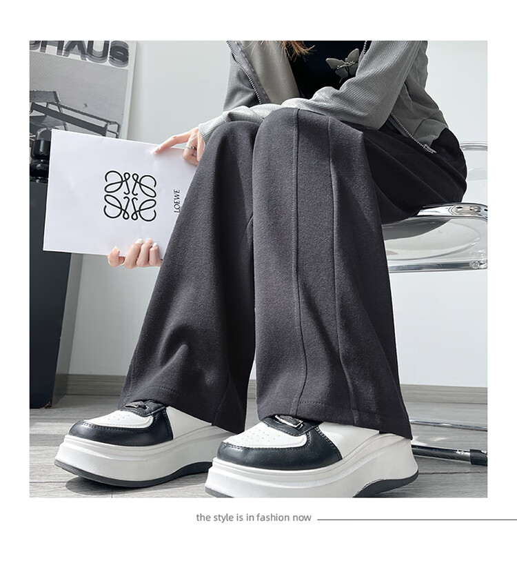 Langsha Women's Sports Pants Spring and Autumn High Waist Slim Fit Spliced Banana Pants Loose Slim Casual Sweatpants Versatile Wide-Leg Pants 19