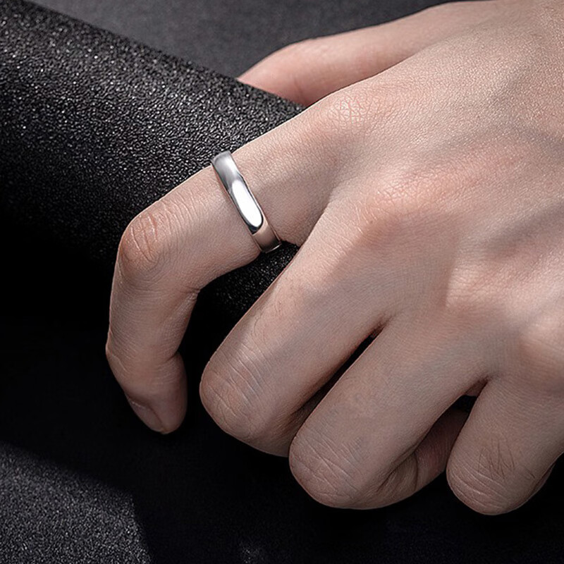 ALLOVE Simple Pure Silver Ring for Men, Single Finger Ring, 2026 New Style Plain Band, Birthday Gift for Boyfriend Or Husband