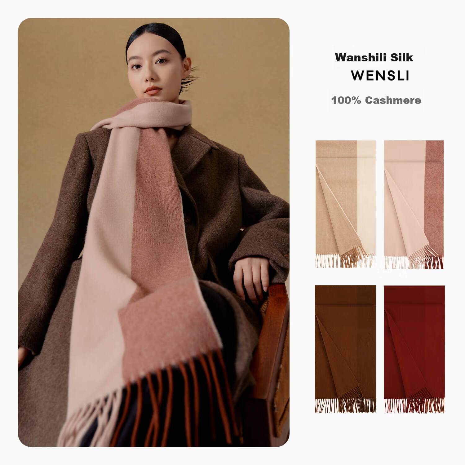 Wanshili Cashmere Scarf, Autumn And Winter Warm Neck Warmer, Fashionable Shawl for Men And Women, Gift for New Year And Holiday Season, Gift Box - Fenghua Ji