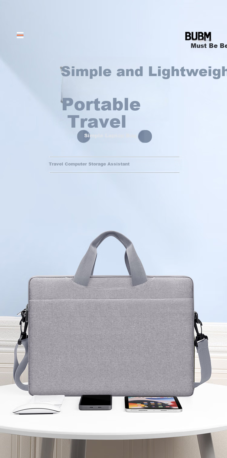 BUBM Laptop Bag for Men, Handheld Briefcase Suitable for 14-Inch Apple And Huawei Laptops, Business Travel Inner Sleeve, Upgraded Thickened, Gray, 13-14 Inches 1