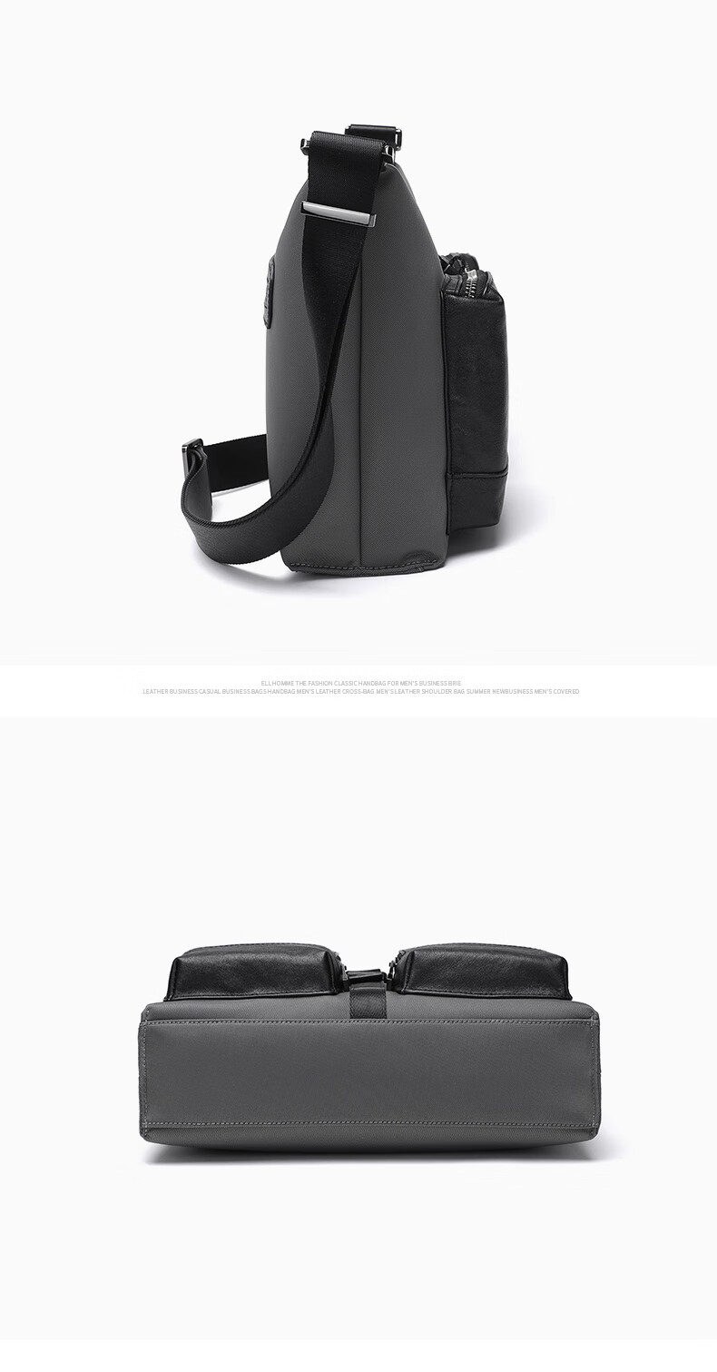 ELLE HOMME Men's Crossbody Bag, Trendy Canvas with Leather Shoulder Bag, Fashionable Men's Handbag 03530 Birthday Gift 2