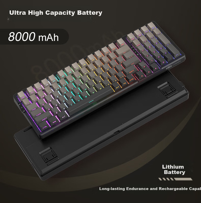 MageGee Light100 Tri-Mode Bluetooth Wireless Keyboard, 99 Keys Hot-Swappable Customizable Keyboard, RGB Translucent Side-Carved Keyboard, Gaming Mechanical Keyboard, Side-Carved Gray, Blue Whale Switches 7