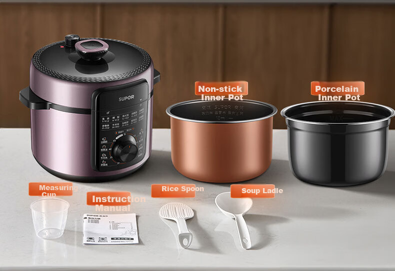 SUPOR ZMD Anxin Series, Multi-Functional Dual-Compartment Firewood Rice Cooker And Soup Maker with Pressure Cooker Function, 5L Large Capacity Delicious Electric Pressure Cooker for Home Use, SY-50YA566 11
