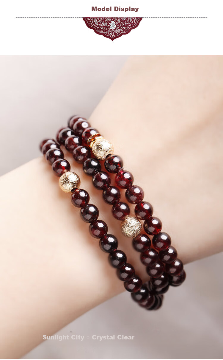 Fenghuangniepan Natural Genuine Garnet Bracelet for Women with Lucky Beads, Multi-Strand Bracelet, Birthday Gift for Mom And Elders, Practical And High-End 4